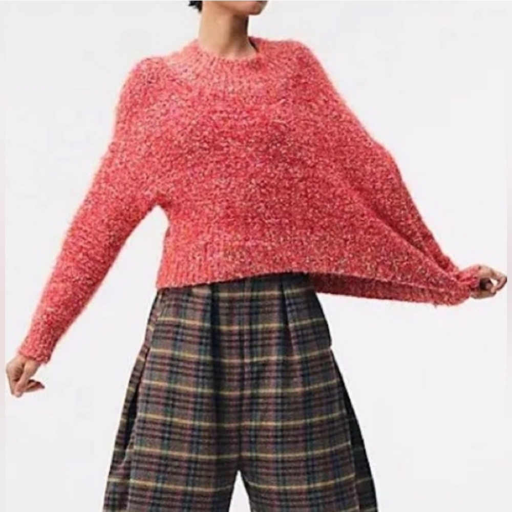 #198- Free People Stardust Pullover Sweater in Red Combo